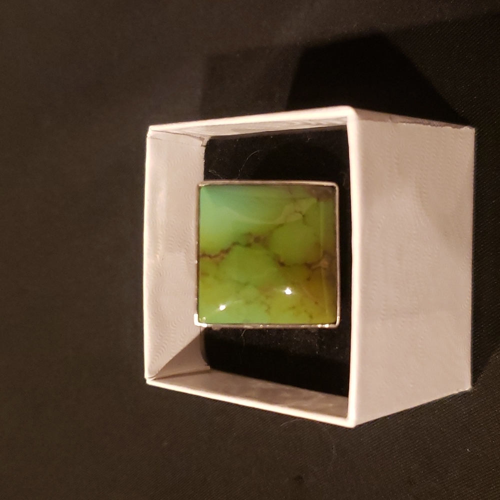 Vintage Green Serpentine Stone Ring Sz 7